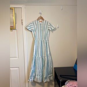 New Oliphant Dress Womens Extra Small Puff V Neck Maxi Archer Green